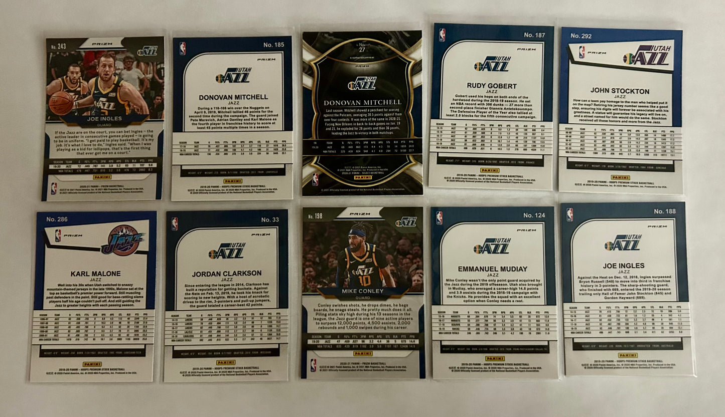 Utah Jazz Parallel Card Lot 10 Card Lot #1