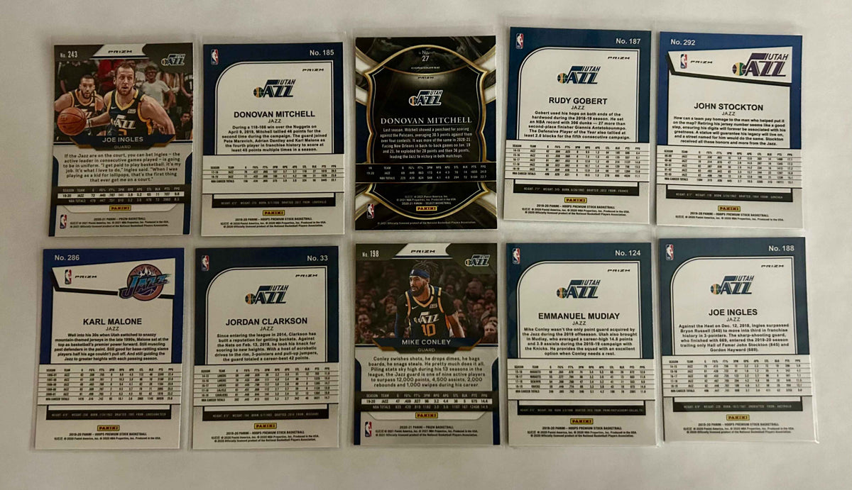 Utah Jazz Parallel Card Lot 10 Card Lot #1