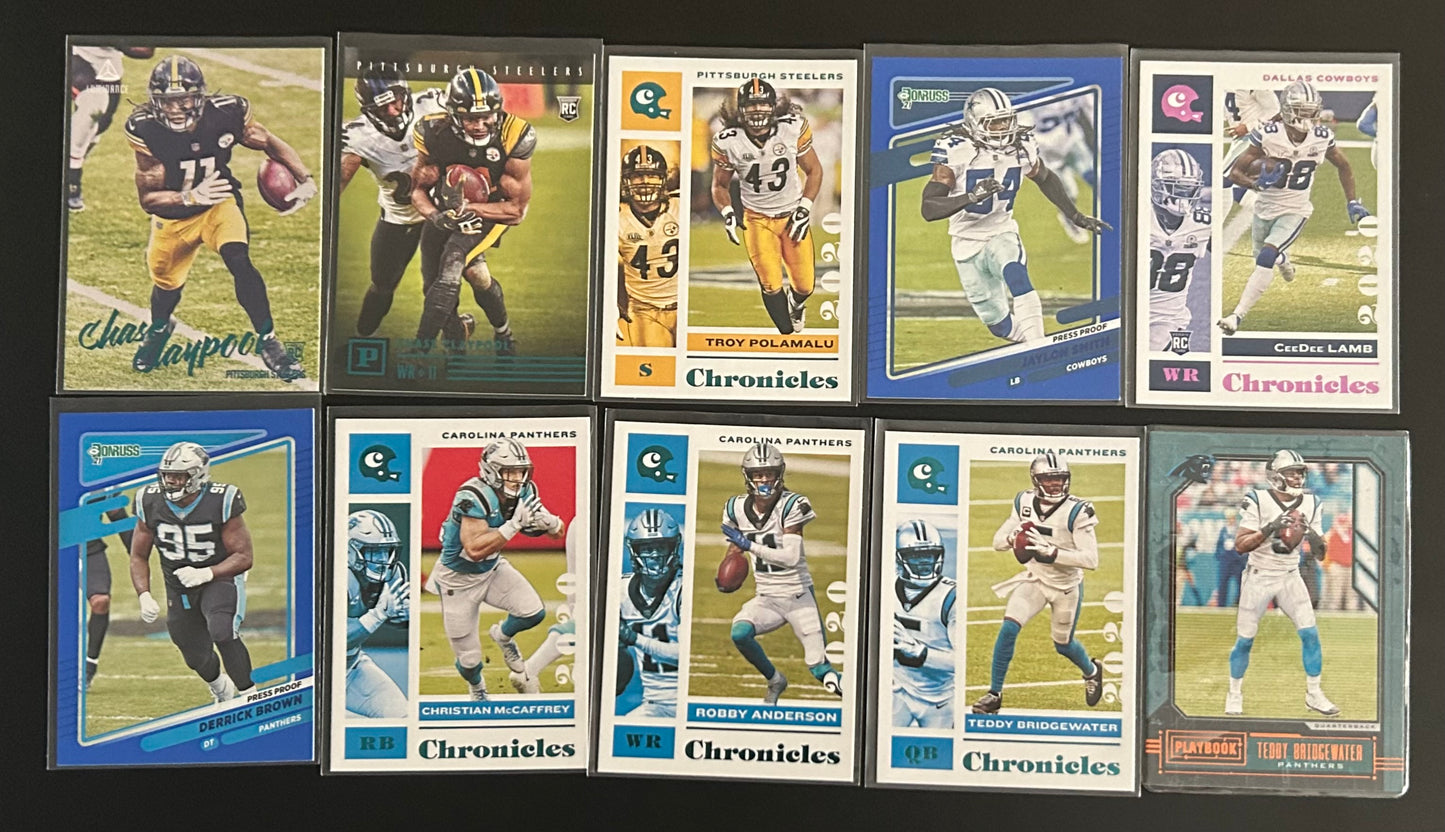 NFL Mixed Teams and Players 10 Card Lot
