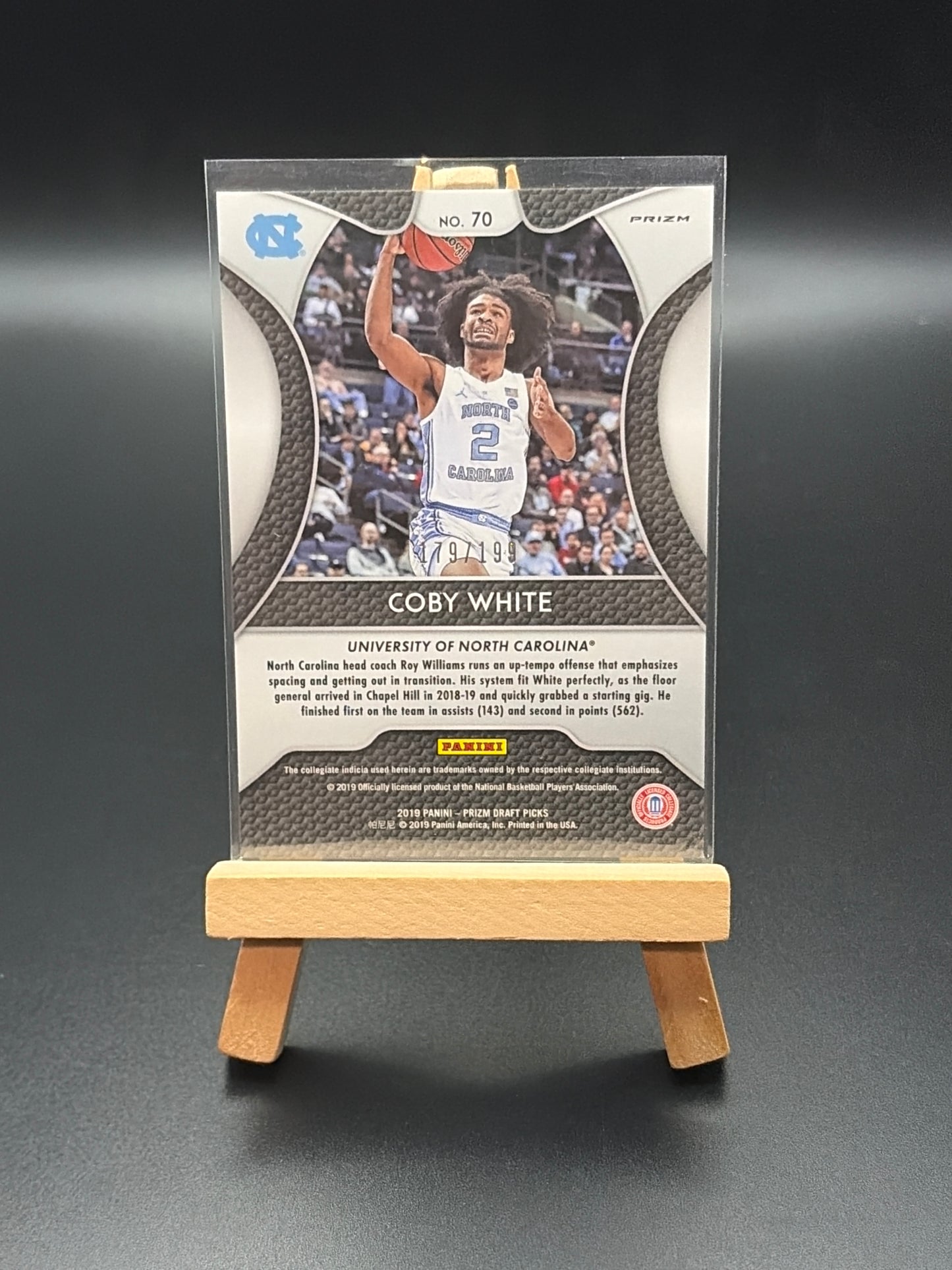 2019-20 Panini Prizm Draft Picks - Coby White #70 Green and Purple Prizm /199 (RC)