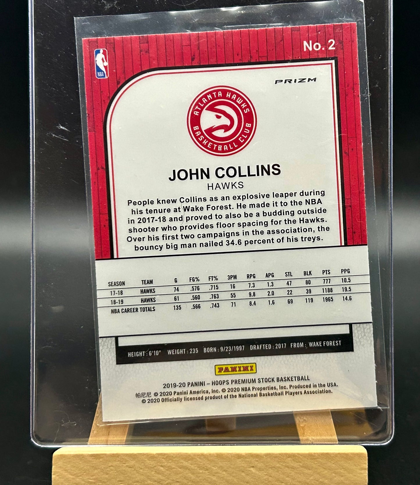 2019-20 Panini NBA Hoops Premium Purple Disco Parallel John Collins