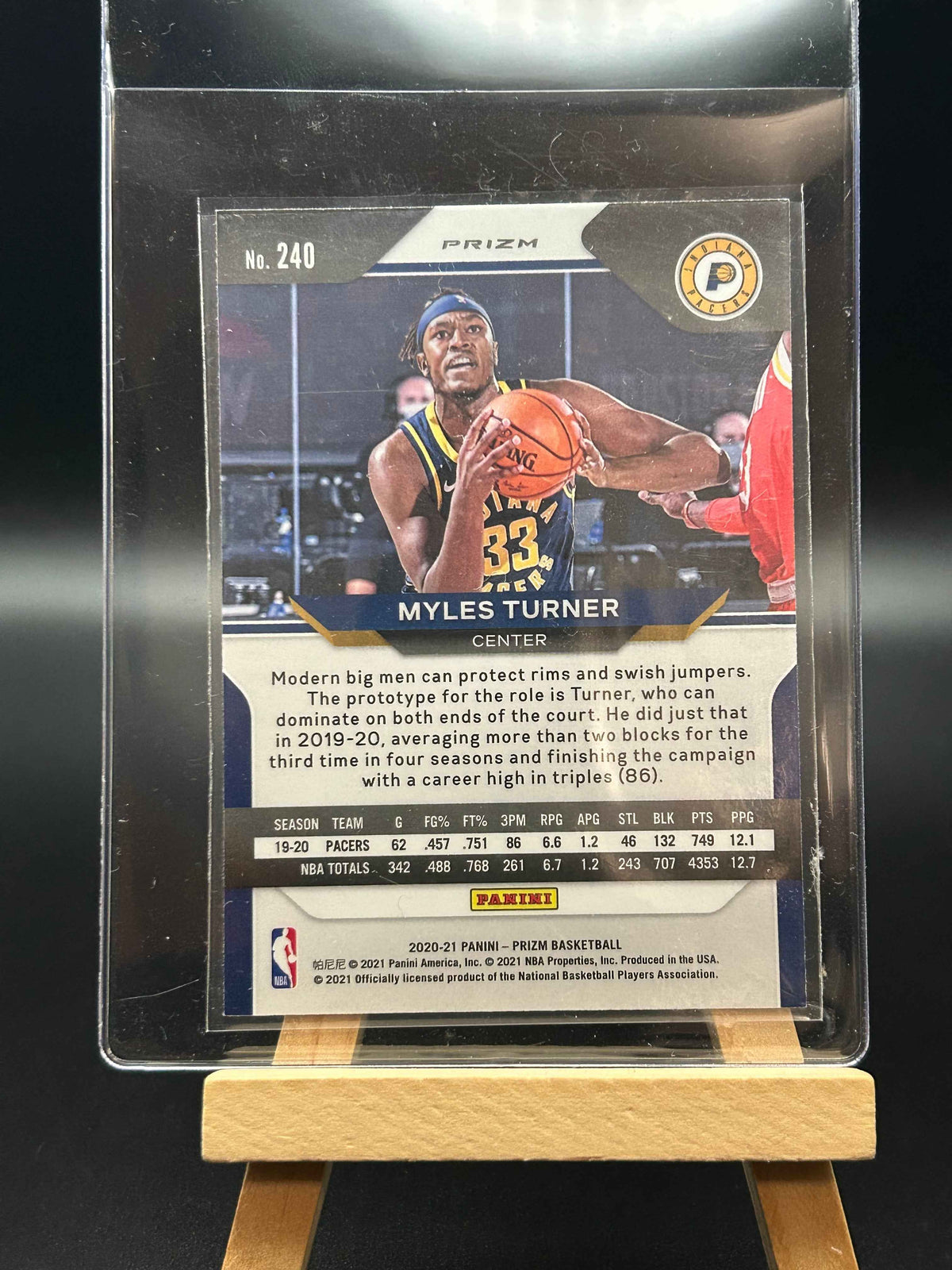 2020-2021 Prizm Basketball Myles Turner Red,White and Blue Parallel #1