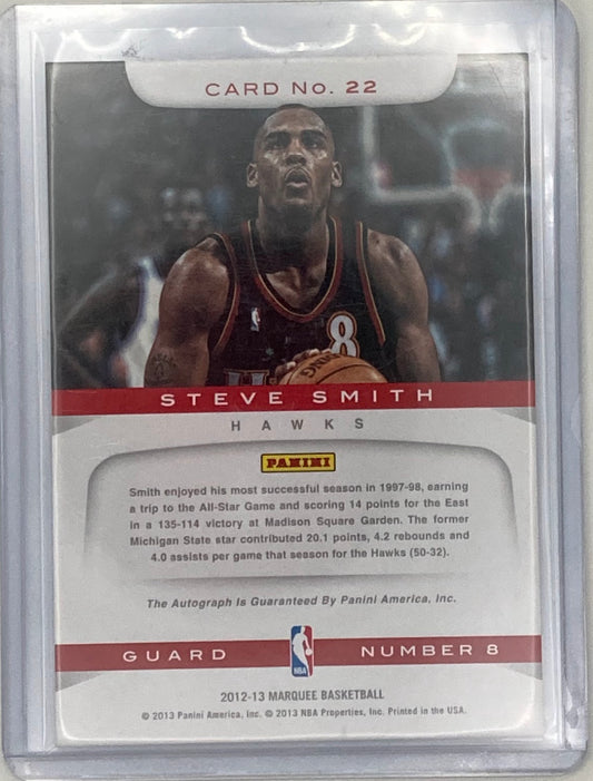 2012-2013 Marquee Basketball Signed Steve Smith Atlanta Hawks