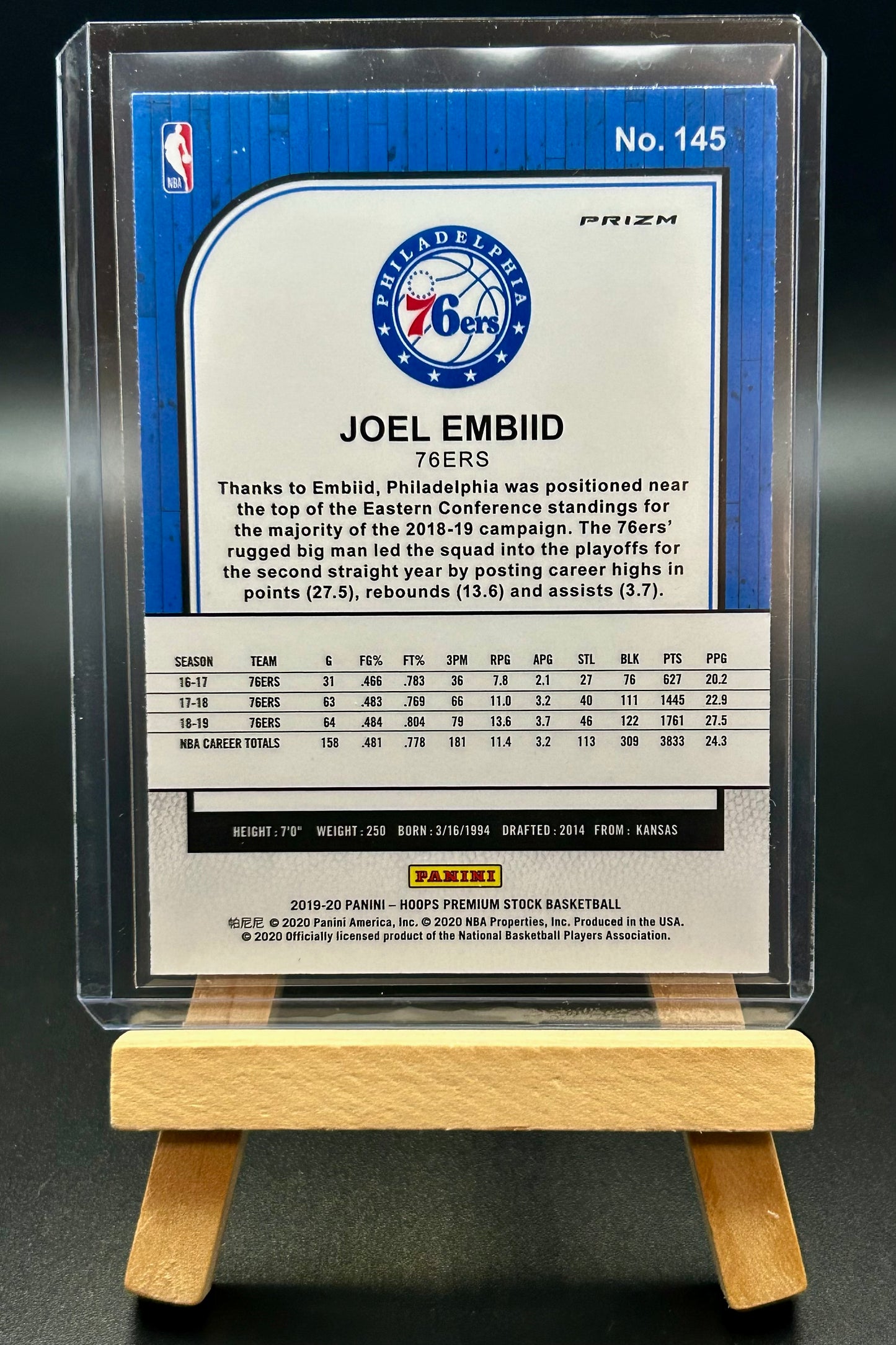 2019-20 Panini NBA Hoops Premium Stock Purple Disco Joel Embid