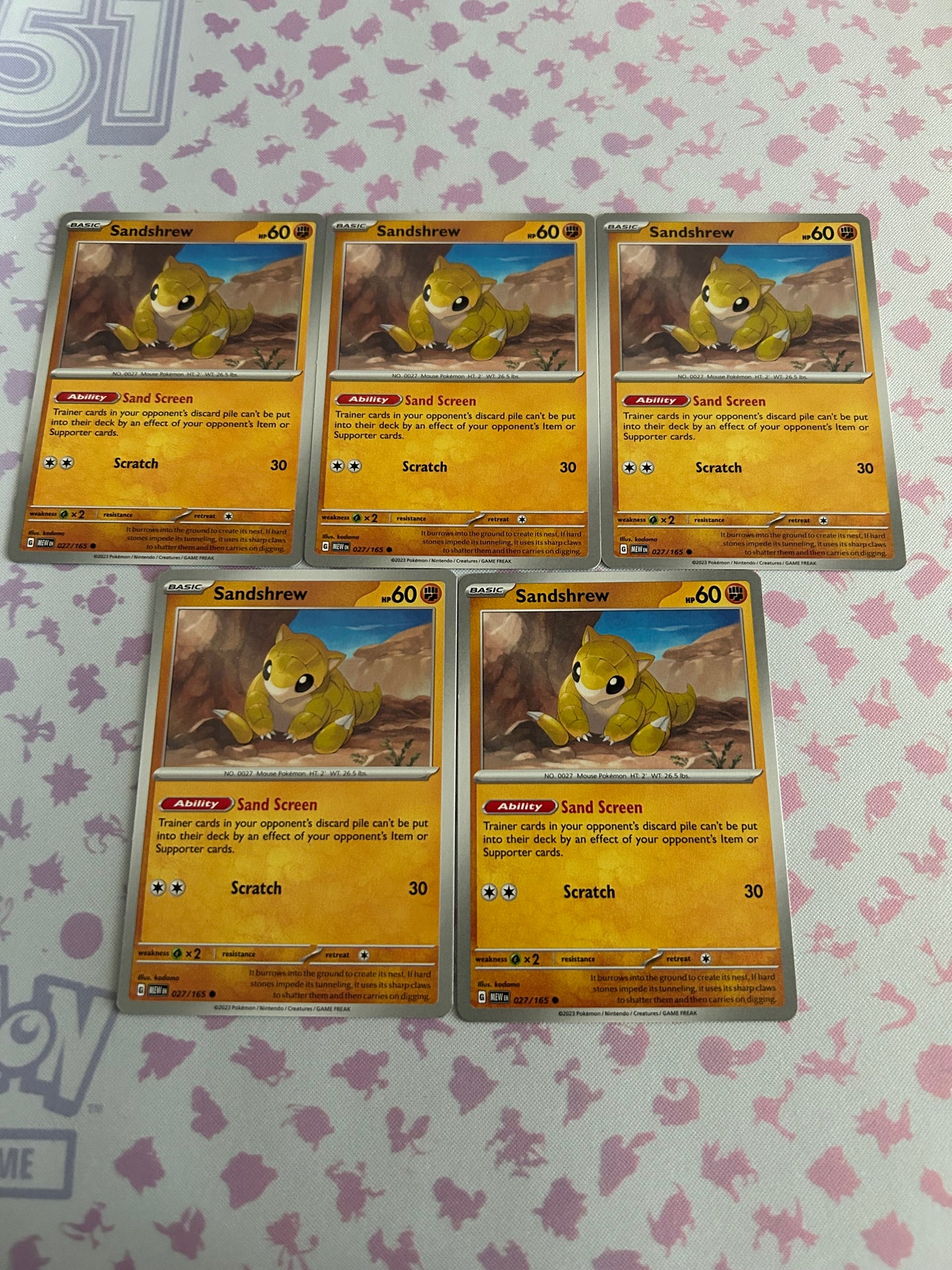 5 Sandshrew Card Scarlet & Violet 151 lot