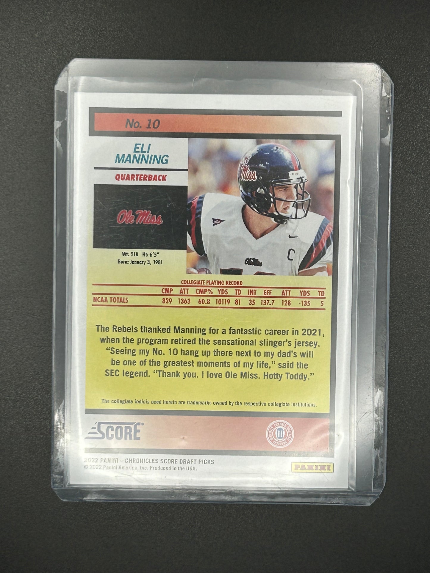 2022 Chronicles Score Draft Picks Retro Eli Manning /149