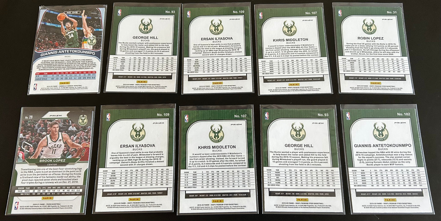 Milwaukee Bucks Parallel 10 Card Lot#2