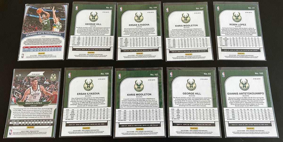 Milwaukee Bucks Parallel 10 Card Lot#2