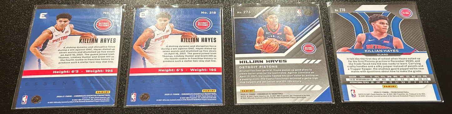 Killian Hayes Four Card Panini Set with Rookie Cards