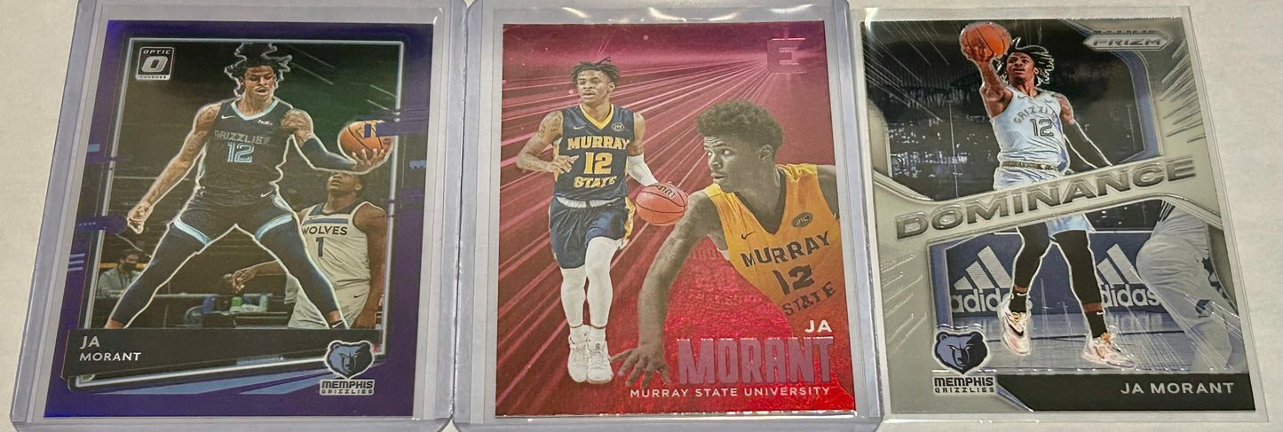 Ja Morant Panini Three Card Lot Including Two Parallels