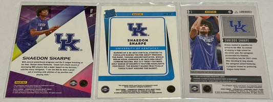 Shaedon Sharpe Three card lot with Black Parallel and Rated Rookie Card