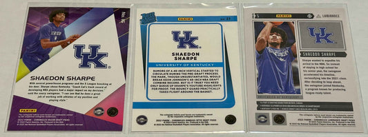 Shaedon Sharpe Three card lot with Black Parallel and Rated Rookie Card