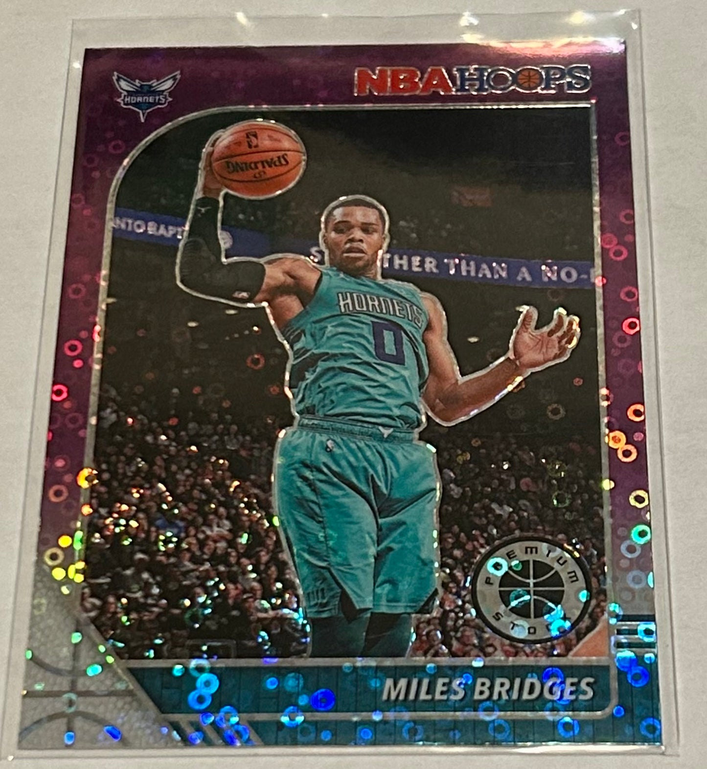 2019-2020 Panini Hoops Premium Stock Charlotte Hornets Miles Bridges Purple Disco Parallel Card