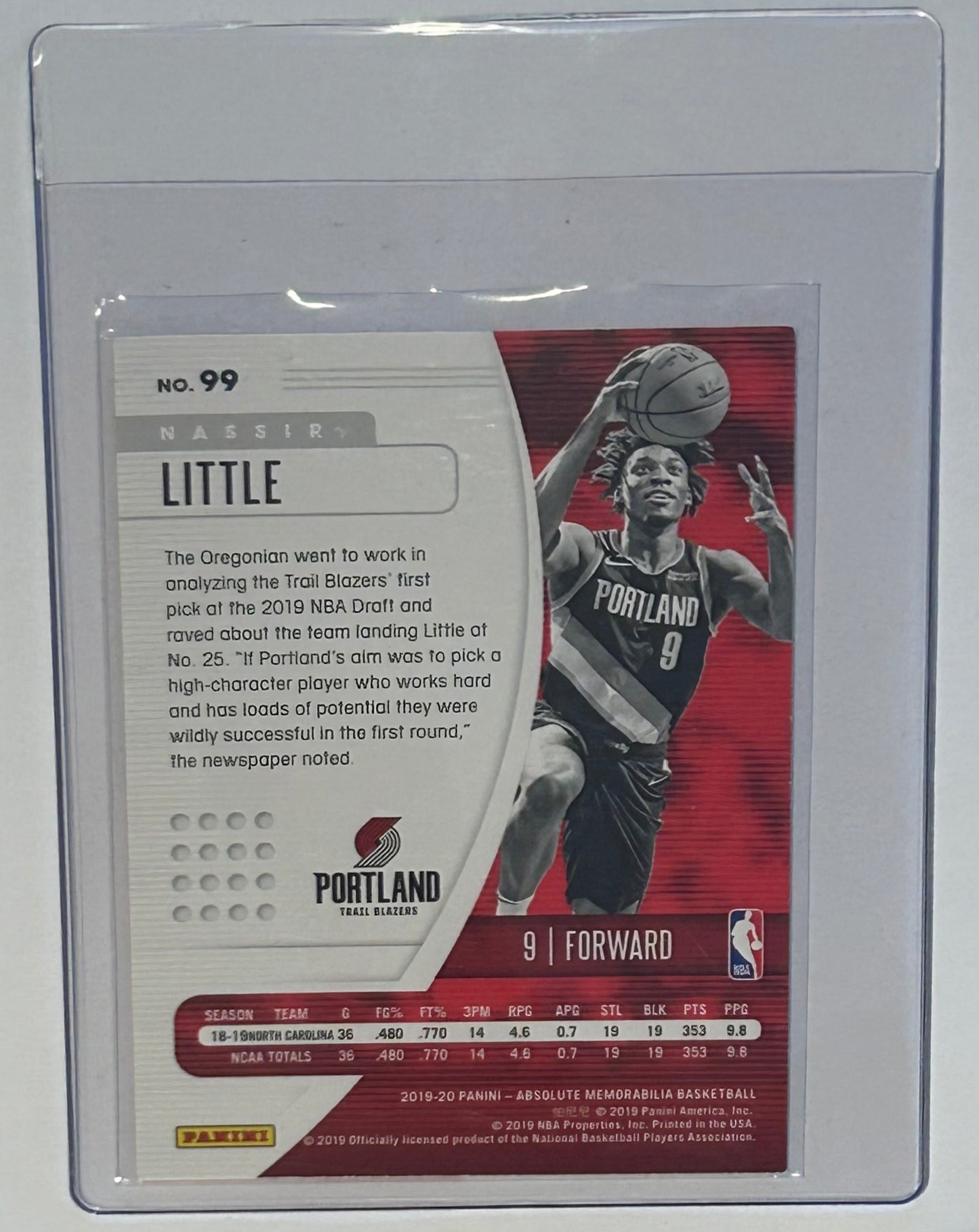 2019-2020 Absolute Memorabilia Basketball Rookie Card Nasir Little