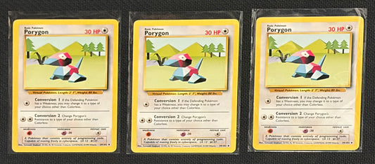 Porygon - Base Set (BS) UnCommon 3 card lot LP