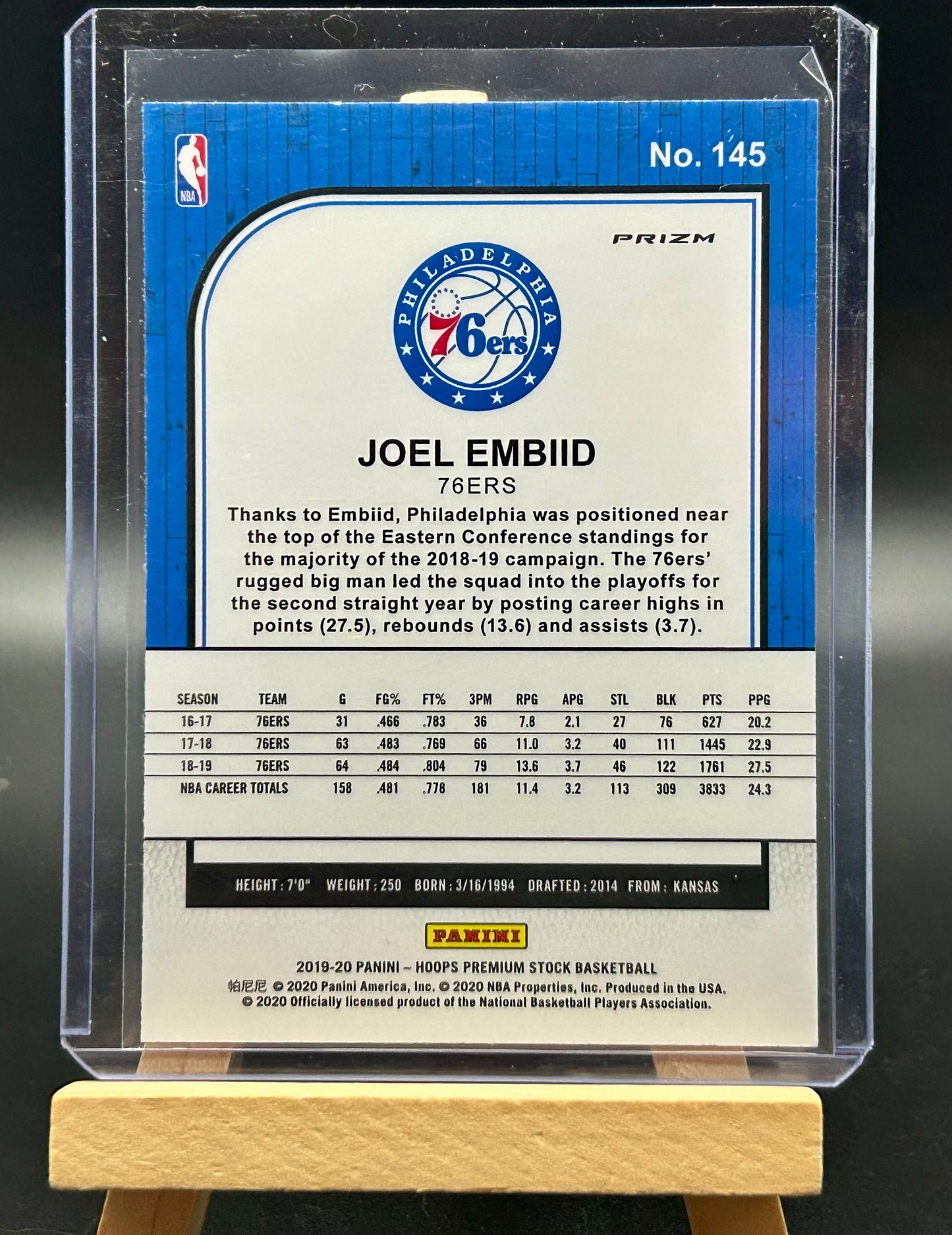 2019-20 Panini NBA Hoops Premium Silver Lazer Parallel Joel Embid