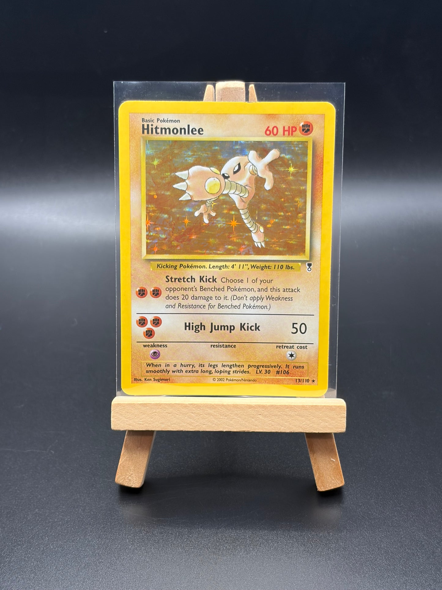 Pokémon card Hitmonlee from the legendary collection card set. 