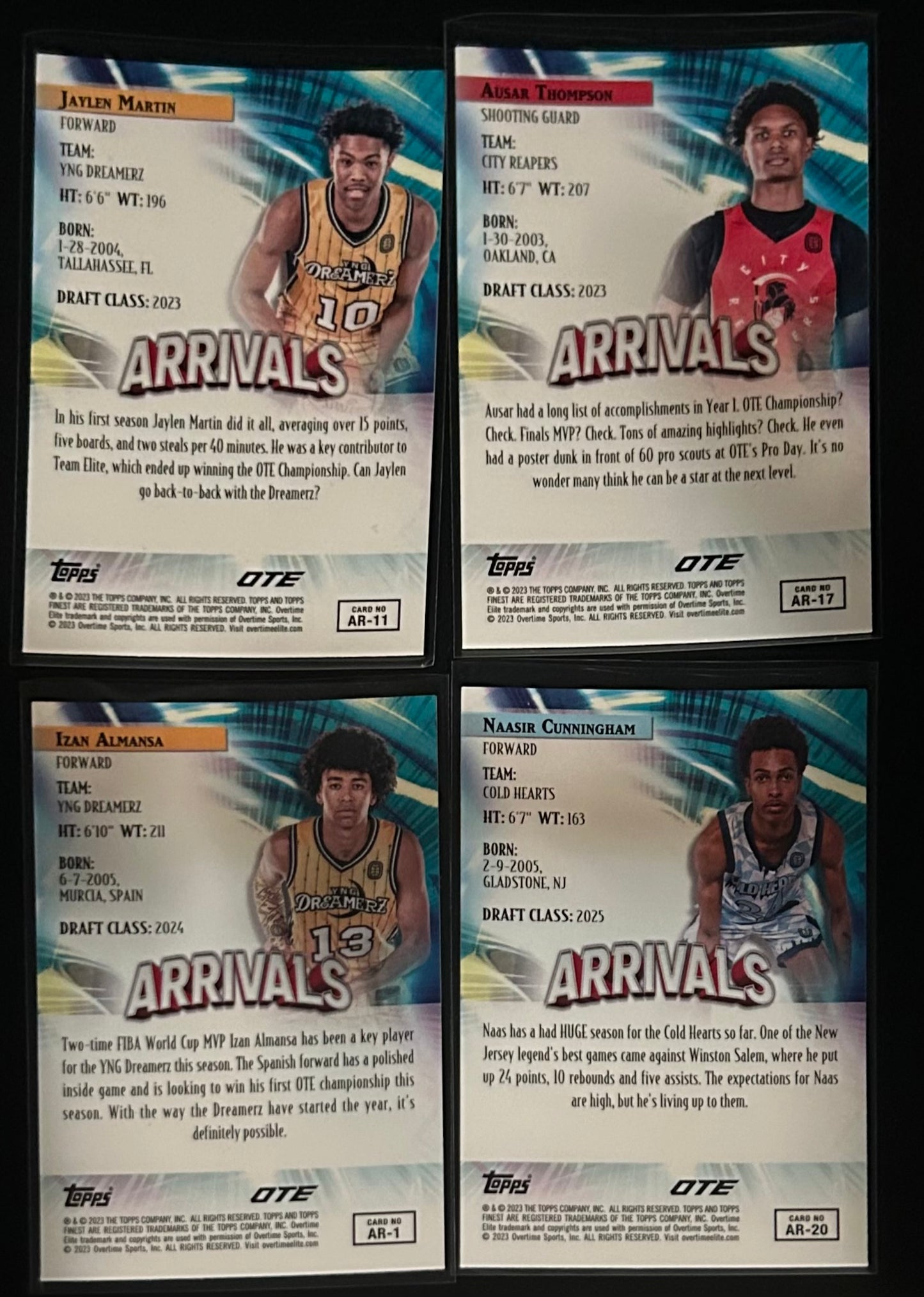 2022-23 Topps Finest OTE Arrivals 4-Card Set