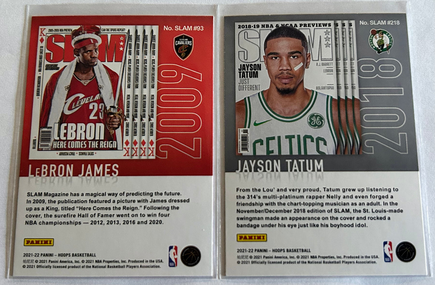 2021-2022 Panini Hoops Basketball Slam Lebron James and Jayson Tatum