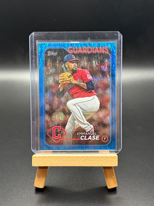2024 Topps Baseball Emmanuel Clase Blue parallel numbered card.