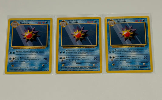 Starmie - Base Set (BS) Common 3 card lot NM