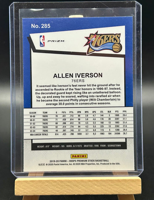 2019-20 Panini NBA Hoops Premium Stock Prizms Silver Lazer Tribute Allen Iverson