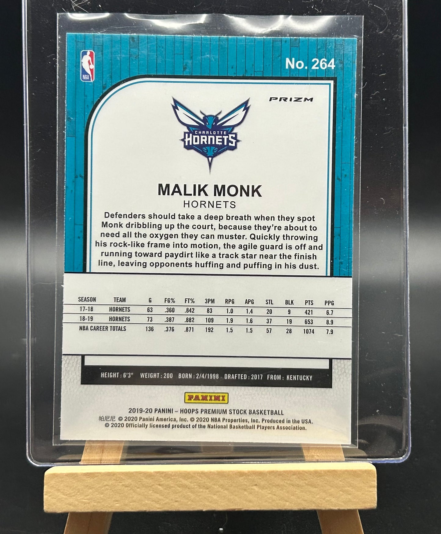 2019-20 Panini NBA Hoops Premium Silver Lazer Parallel Malik Monk