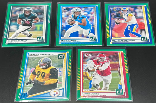 5× 2025 Panini Donruss Football Green Press Proof Cards