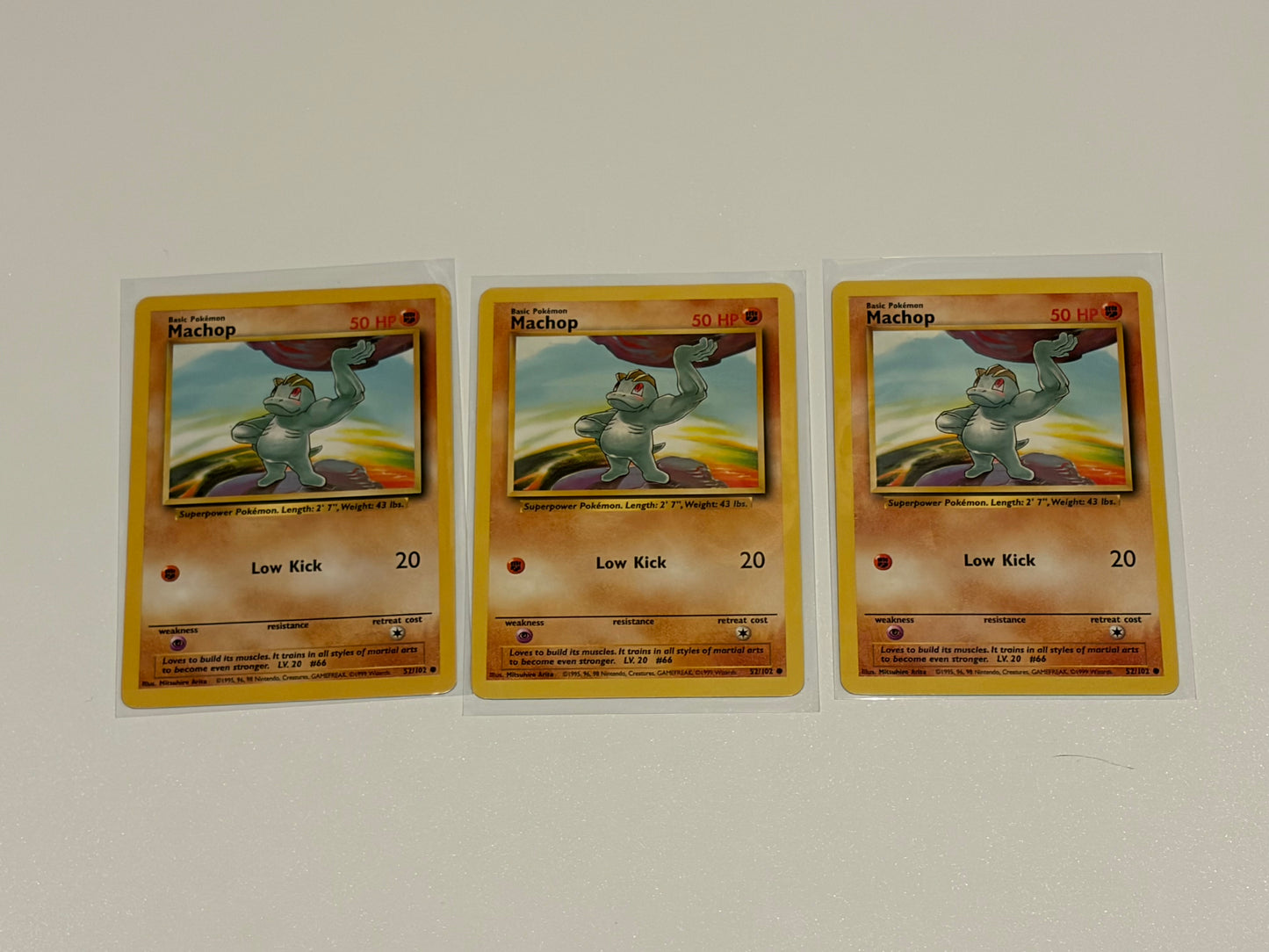 Machop- Base Set (BS) Common 3 card lot LP (Read Description)