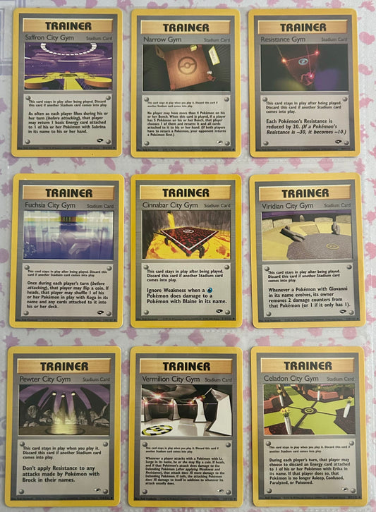 9 Pokémon Card Gym Lot From Gym Challenge and Gym Heros