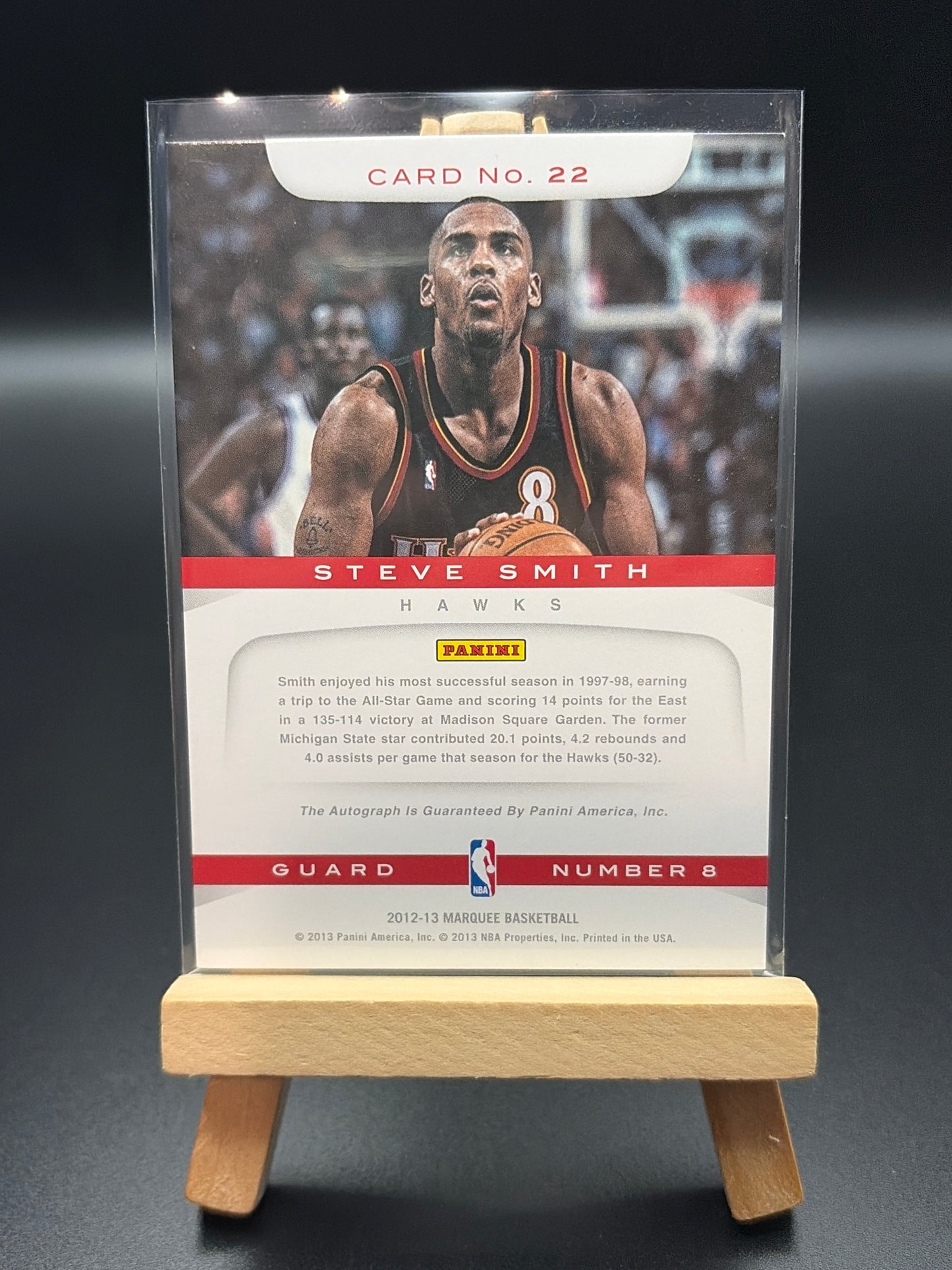 2012-13 Panini Marquee Basketball – Steve Smith Signed Card (Atlanta Hawks)