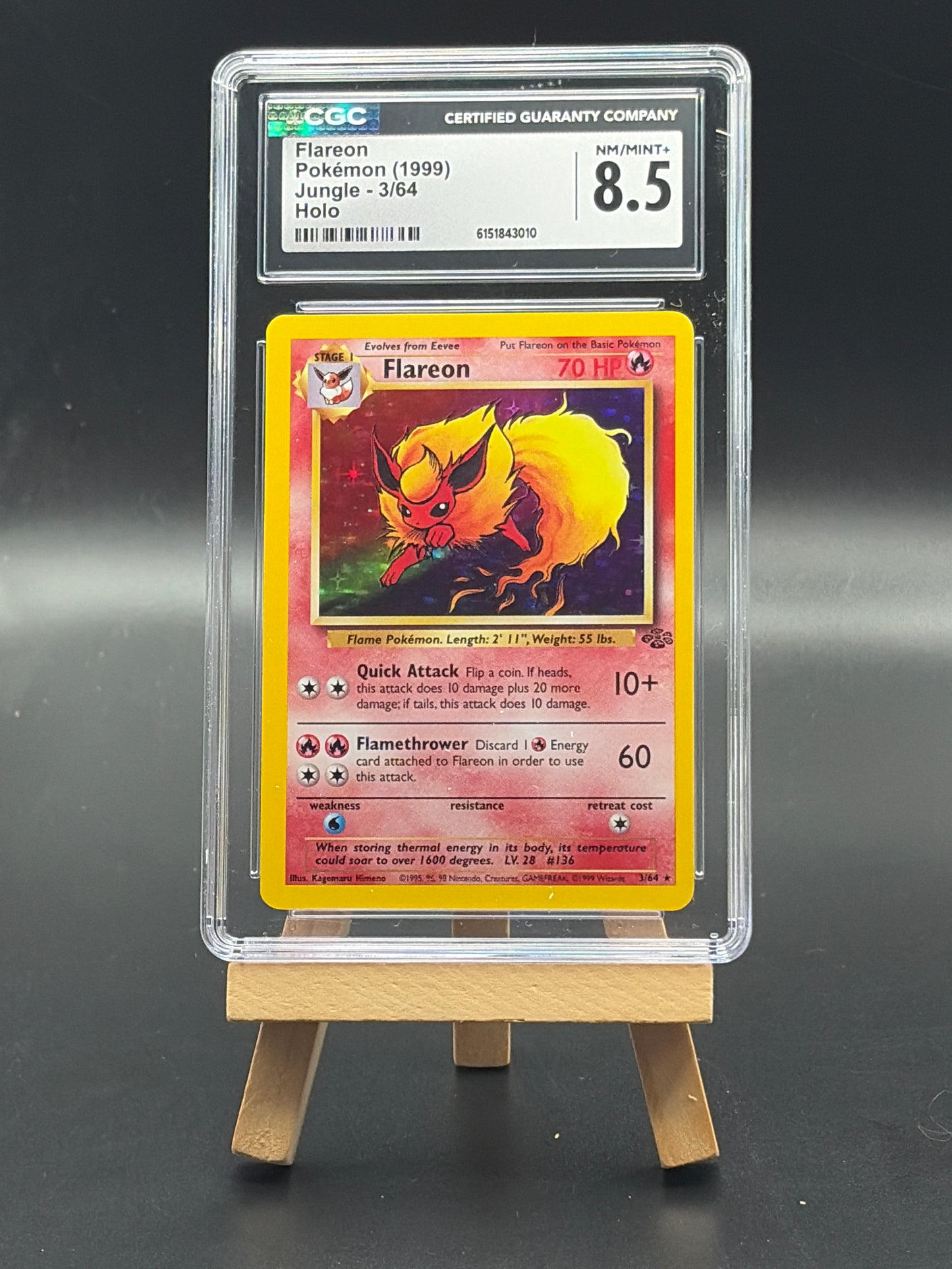 Flareon(3/64) - Jungle (JU) Holo Rare CGC 8.5