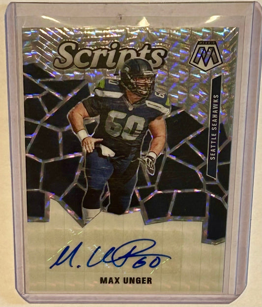 2020 Panini Mosaic Scripts, MAX UNGER Auto, #S34 Seahawks