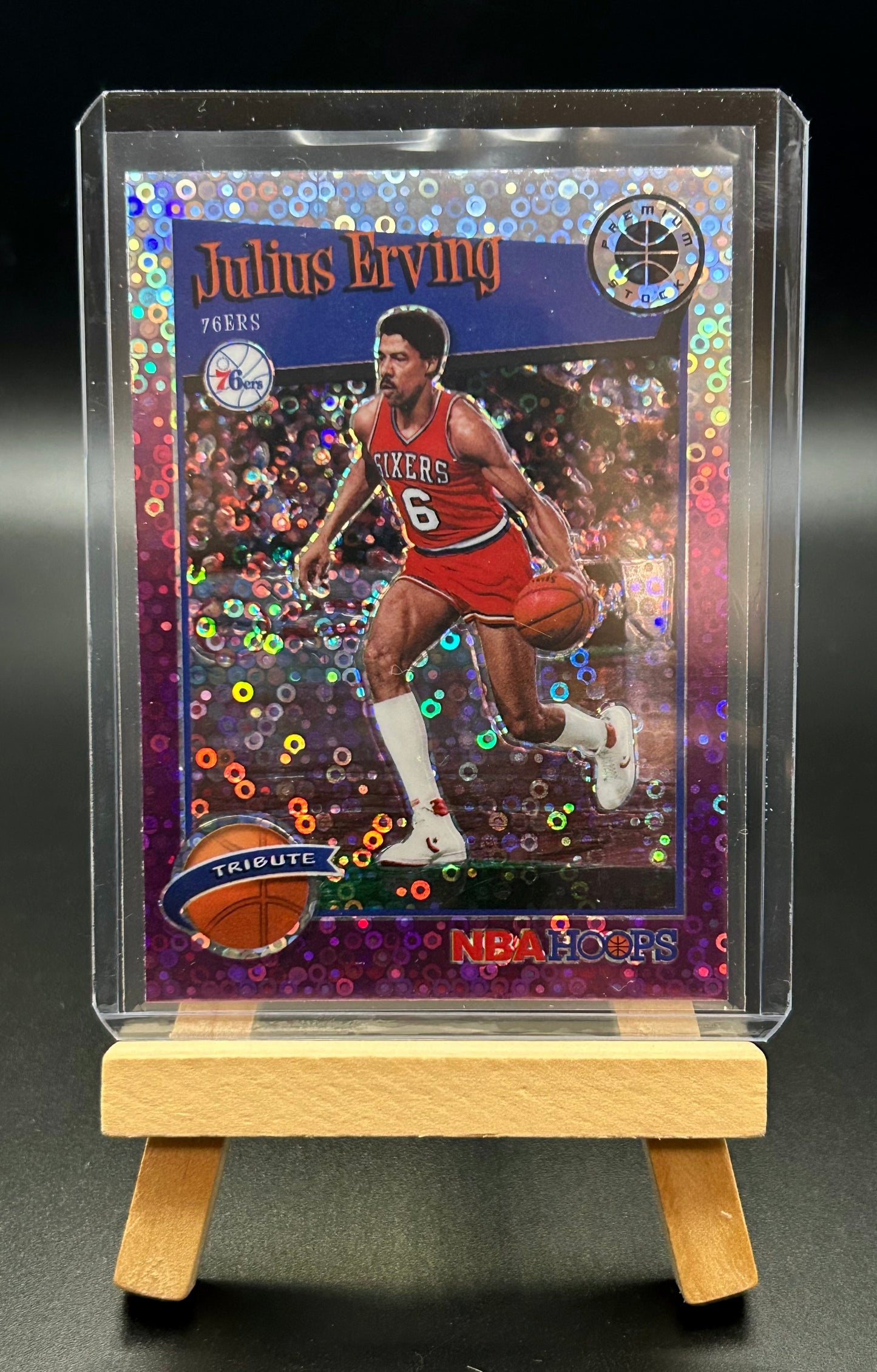 2019-20 Panini NBA Hoops Premium Stock Purple Disco Tribute Julius Erving