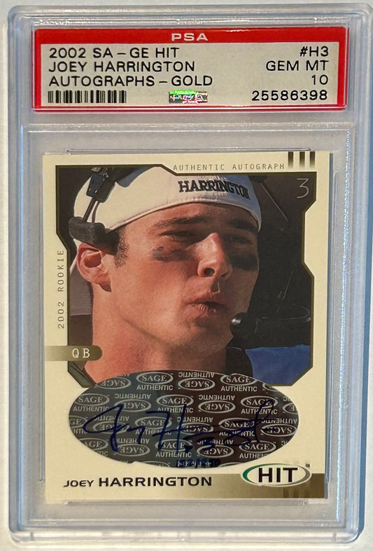 2002 Sage Joey Harrington Autographs Gold /250 PSA Graded 10