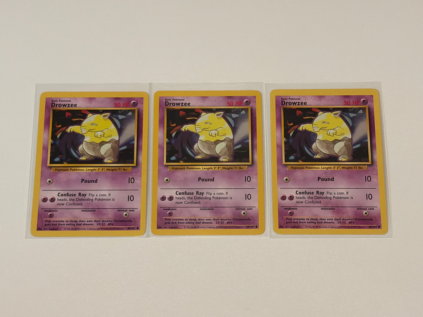 Drowzee - Base Set (BS) Common 3 card lot LP