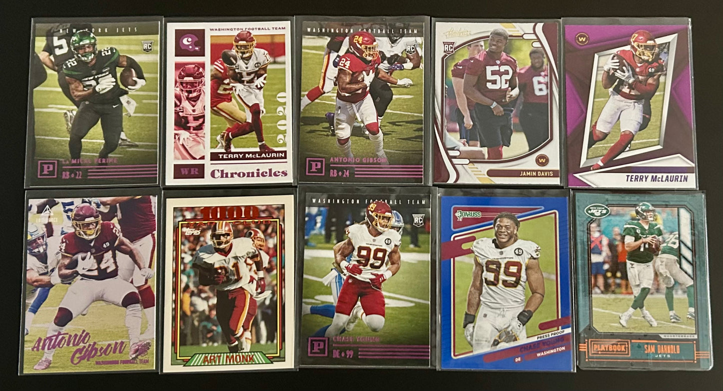 NFL Mixed Teams and Players 10 Card Lot
