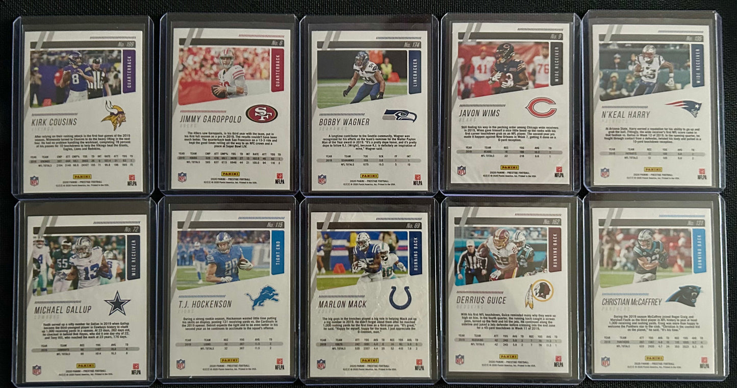 2020 - Panini Prestige Football 10 card lot numbered out of /249