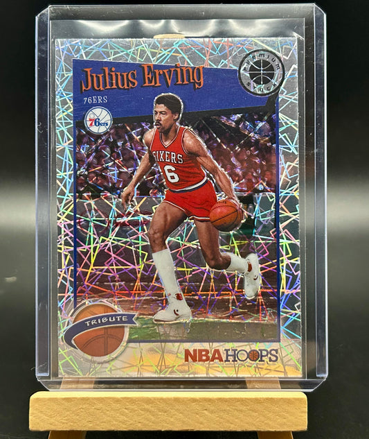 2019-20 Panini NBA Hoops Premium Stock Prizms Silver Lazer Tribute Julius Erving