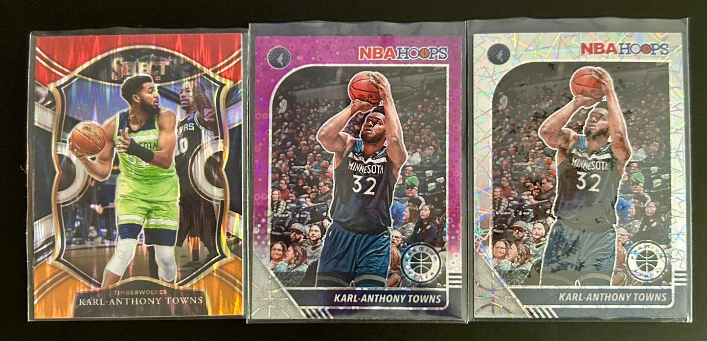 2019-2021 3 Karl Anthony Towns Parallel Card lot