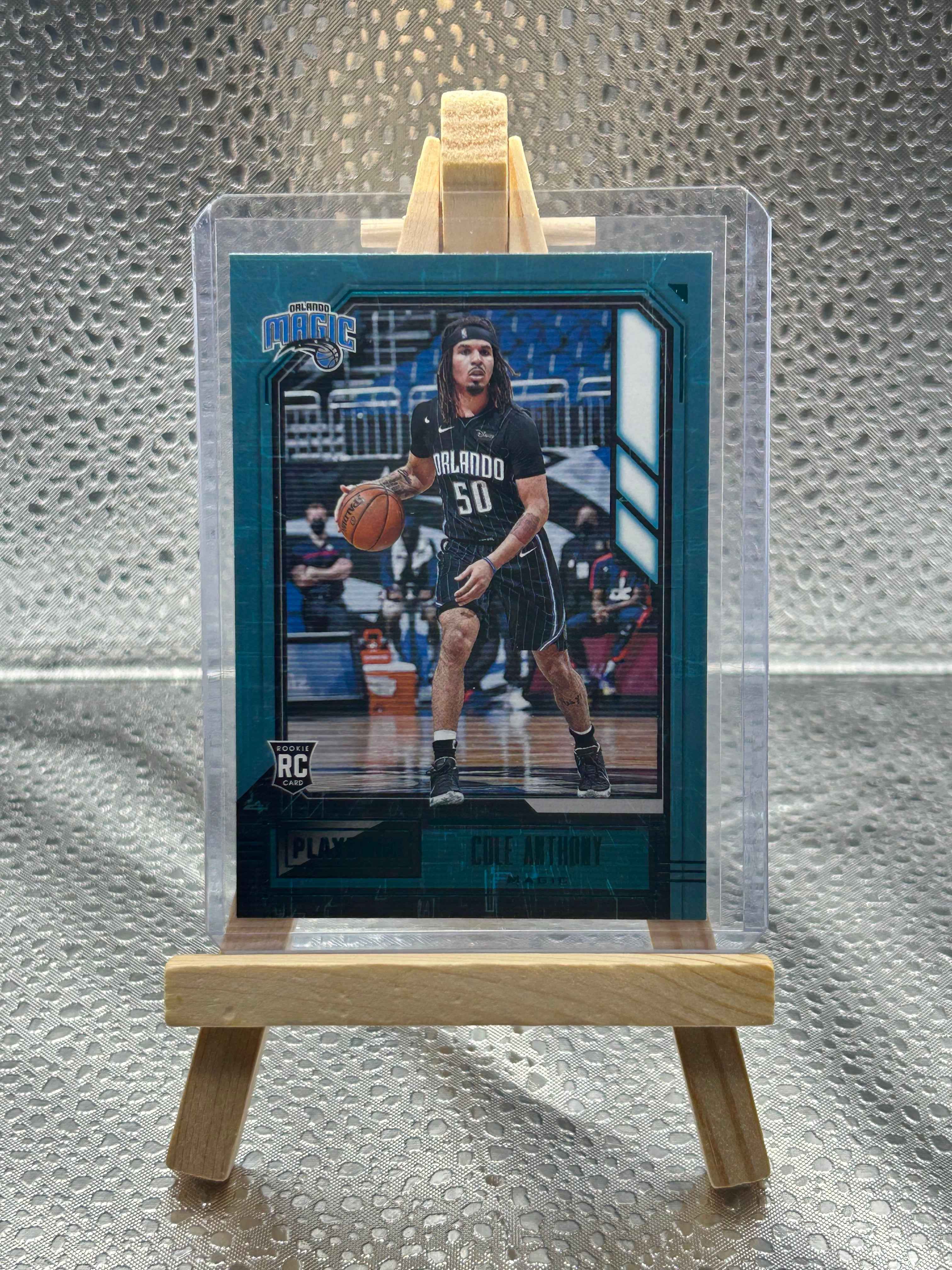 2020-2021 Panini Playbook Basketball Rookie Card Cole Anthony Teal Par ...