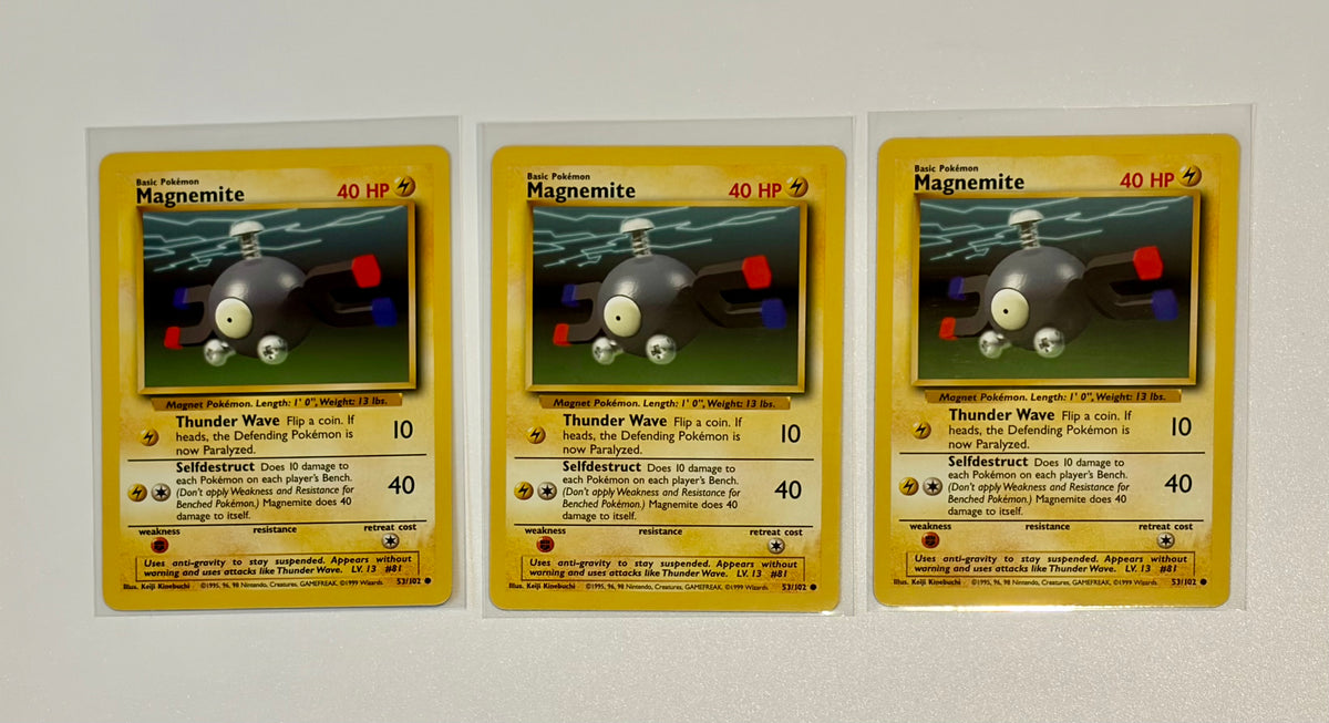 Magnemite- Base Set (BS) Common 3 card lot LP