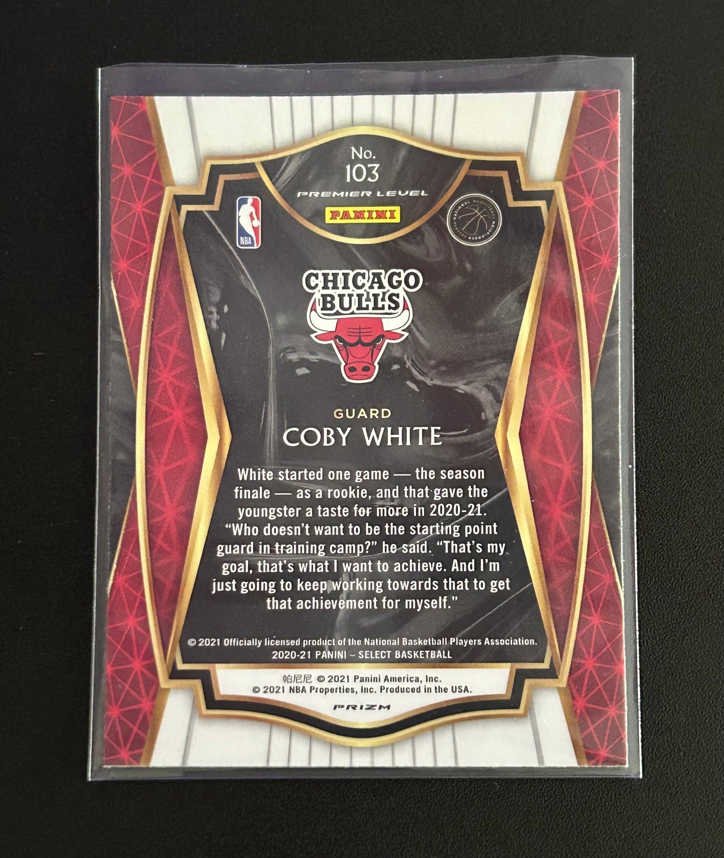 2020 Panini Select Coby White Red/White/Orange Flash Card