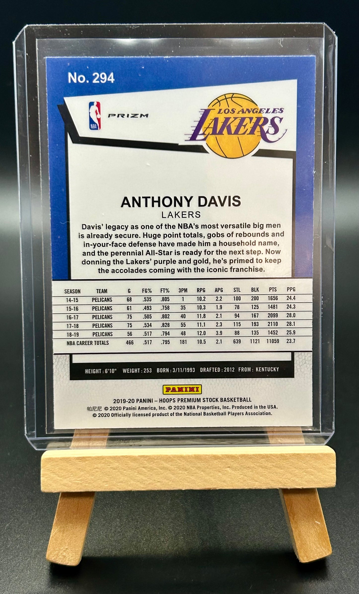 2019-20 Panini NBA Hoops Premium Stock Purple Disco Tribute Anthony Davis