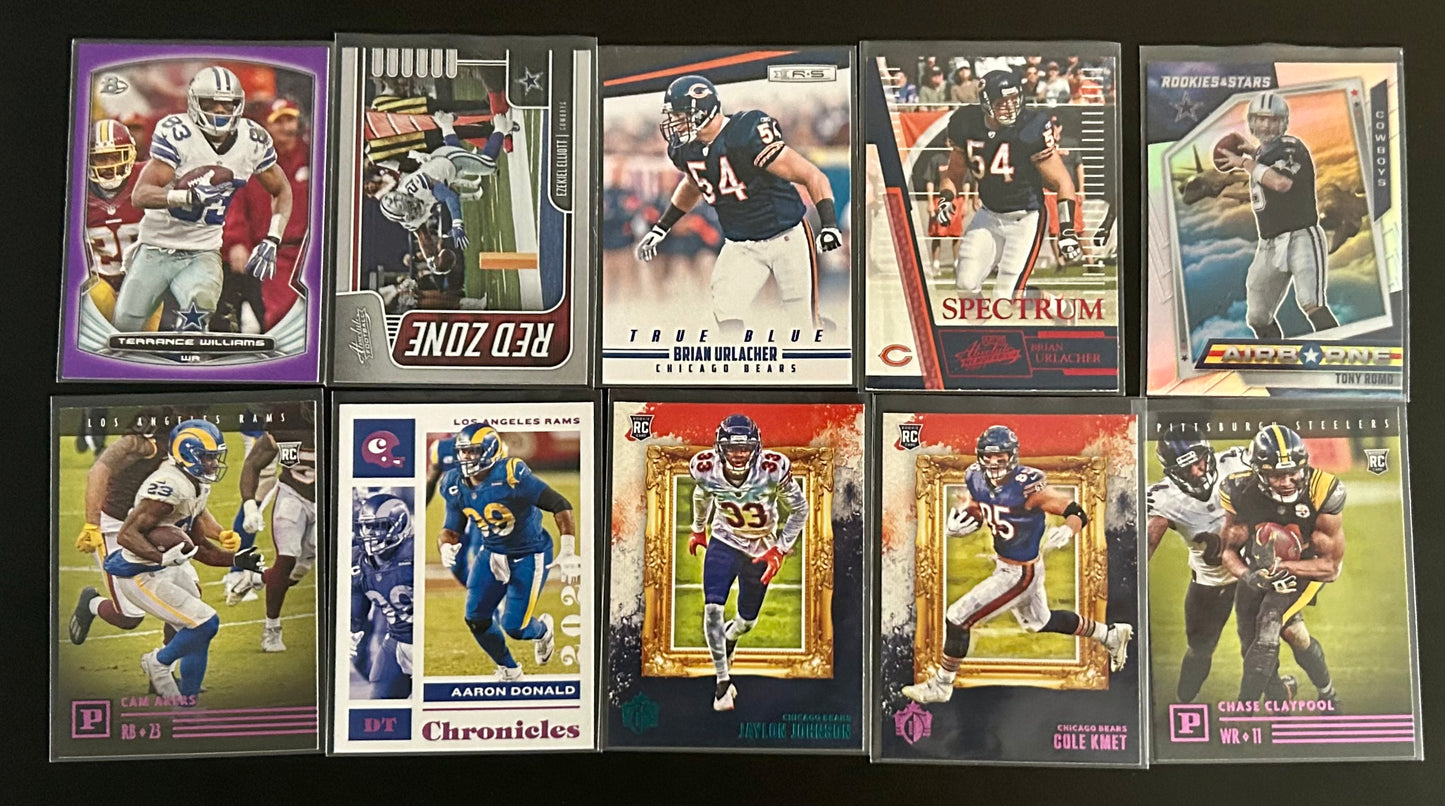 NFL Mixed Teams and Players 10 Card Lot