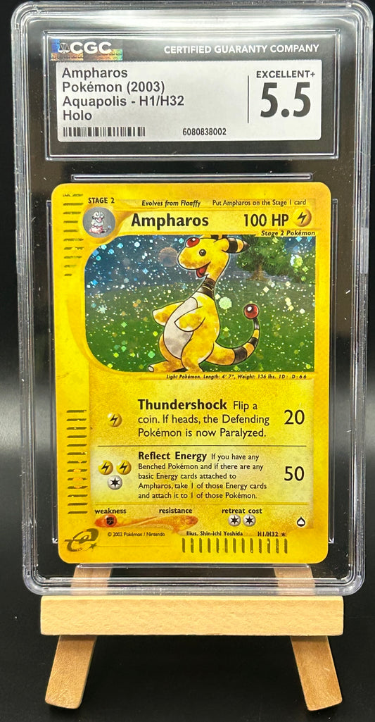 Ampharos - Aquapolis (AQ) Holo Rare H1/H32 CGC 5.5