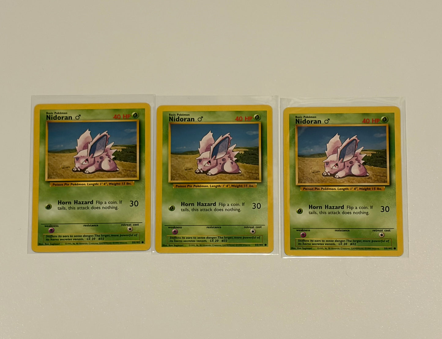 Nidoran- Base Set (BS) Common 3 card lot LP