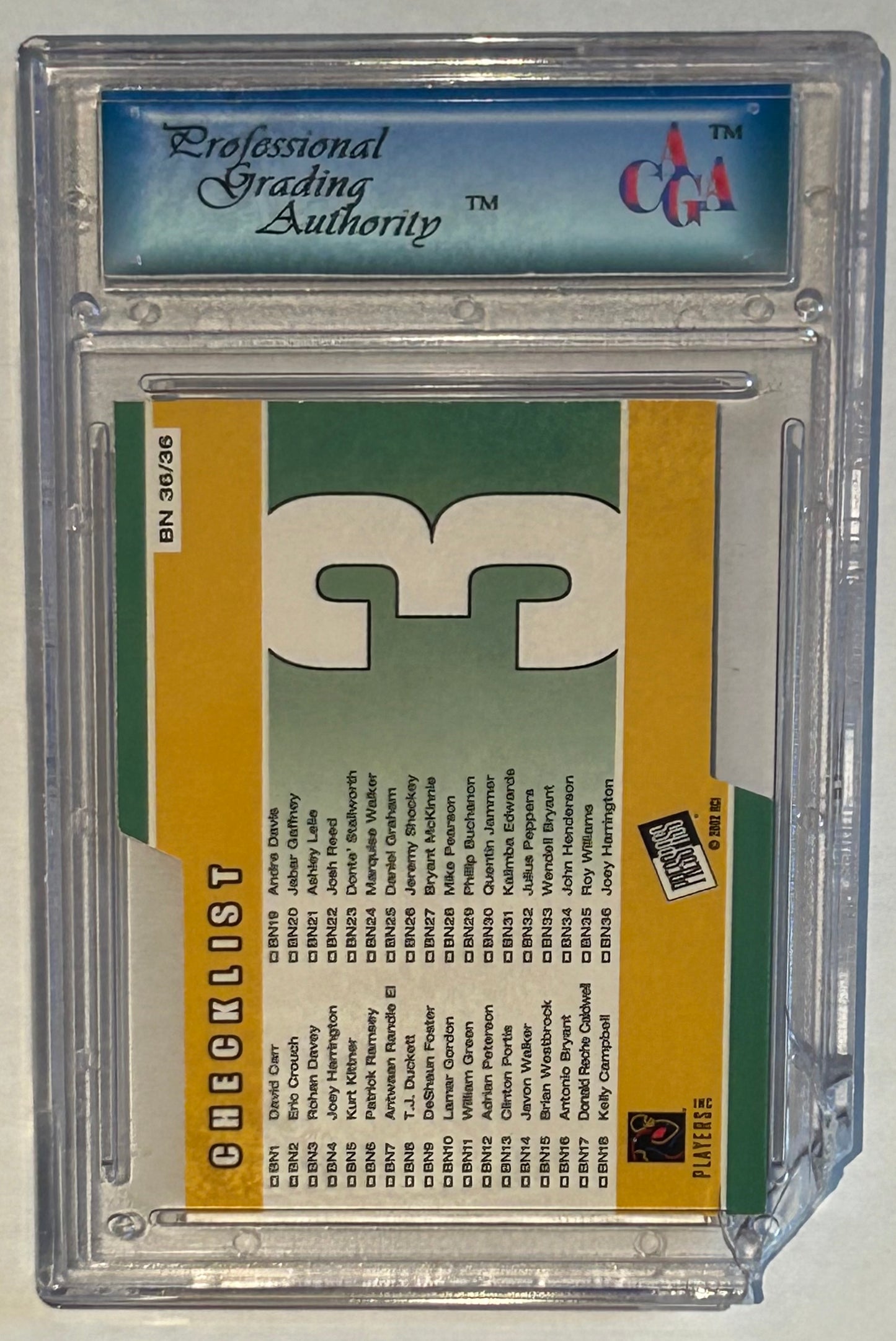 2002 Press Pass Big Numbers RC Joey Harrington