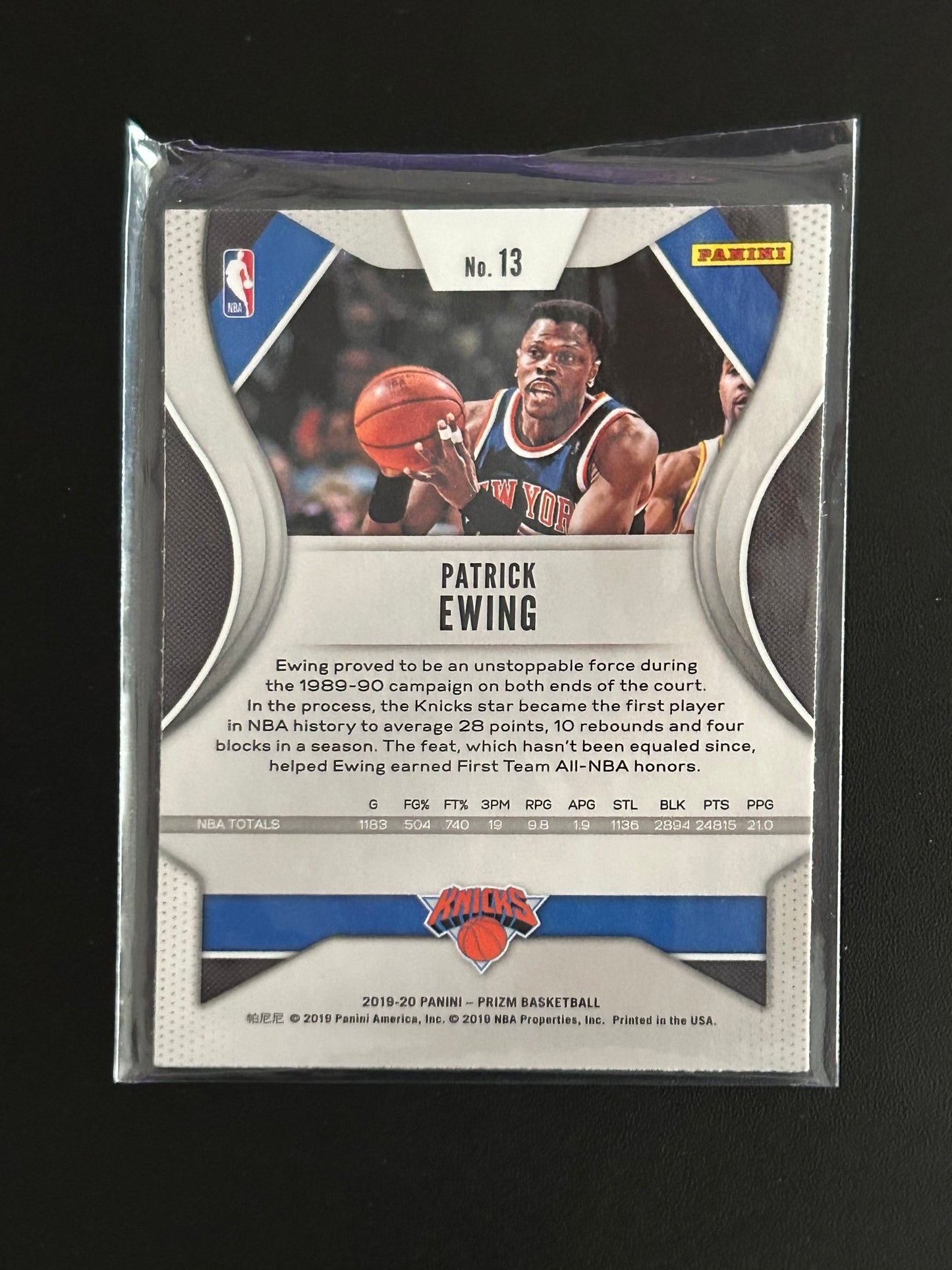 2019 Panini Prizm Patrick Ewing Basketball Card