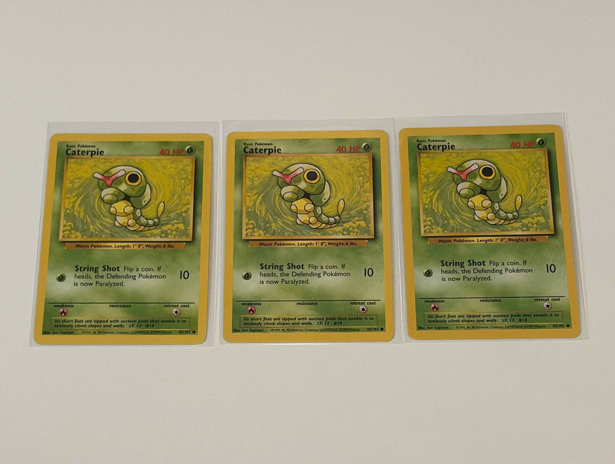 Caterpie- Base Set (BS) Common 3 card lot NM
